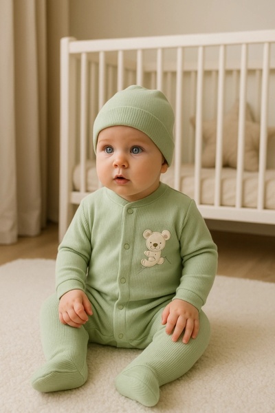 Scoutbabyshop Skier Bear Pattern Unisex Baby Rompers Cute and Warm Rompers