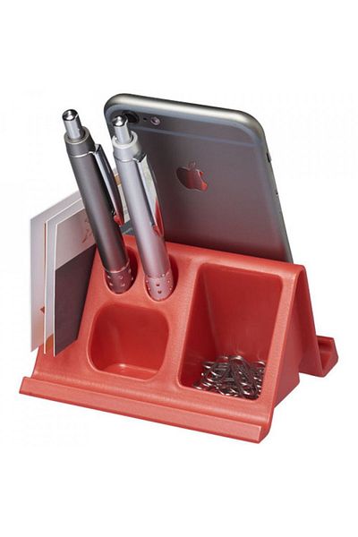 G Golden Case Desk stand for tablets and phones with holes for stationery, Red
