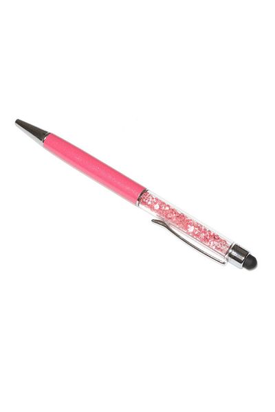 G Golden Case Stylus touch pen cu pix, decorat cu cristale, metalic, roz fuchsia