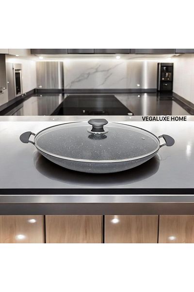 FMS Cast Granite Glass Covered Hair Roasting Pan 34 cm Gray