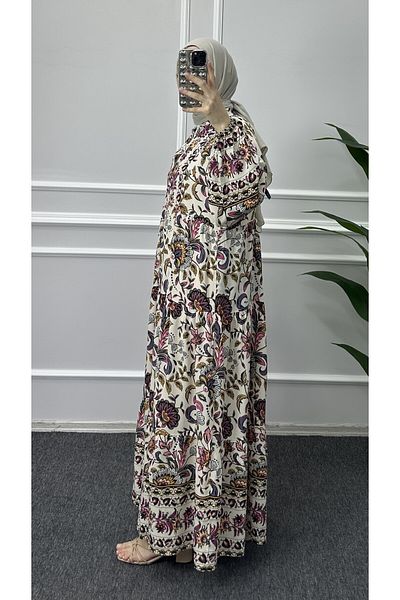 bybaharoz Buttoned Cotton Viscose Dress
