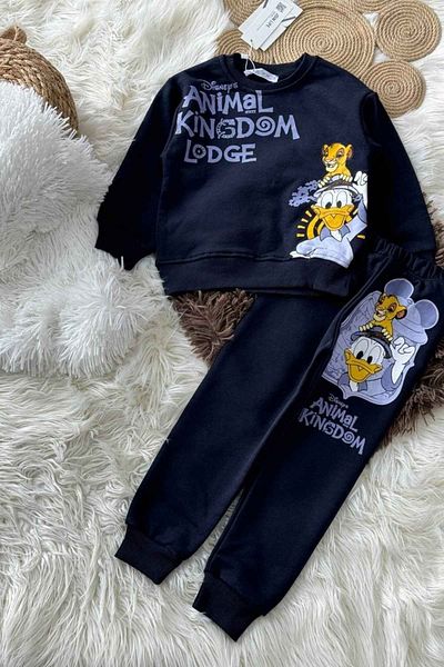 wakawakakidsstore Front and Back Printed Crew Neck Boy's Tracksuit Set