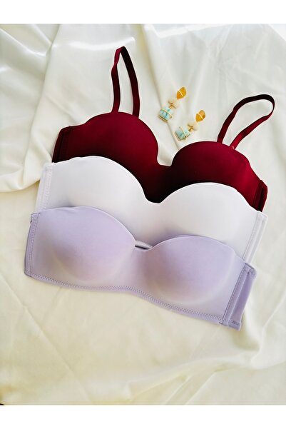 İNKO İÇ GİYİM Σουτιέν Lotus 3-Pece Recovery Underwire χωρίς επένδυση (Βουργουνδία-Λευκό-Λιλά)