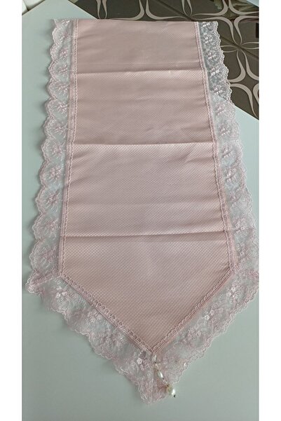 Nilbutik Τραπεζομάντιλο με φούντες από δαντέλα, ροζ, 45x140 εκ.