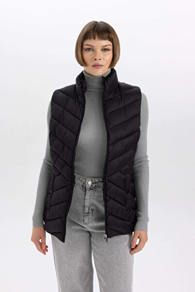 DeFacto Su Itici Dik Yaka Kapitoneli Fermuarlı Cepli Mevsimlik Şişme Yelek A0975ax25sp