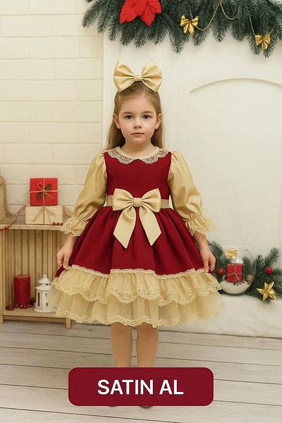 Nissa Mona 4-Piece Front Bowknot Girl's Dress