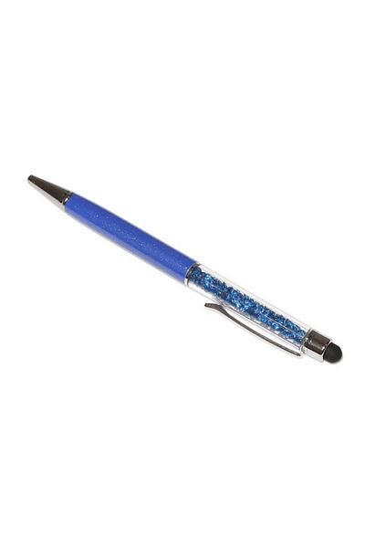 G Golden Case Stylus touch pen cu pix, decorat cu cristale, metalic, albastru