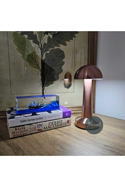 urzsmell Mantar Masa Lambası Bakır Renk 8430 Kablosuz Ledli 3renk Dokunmatik ...