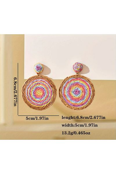 Purple Adv Uk Design Straw Earrings