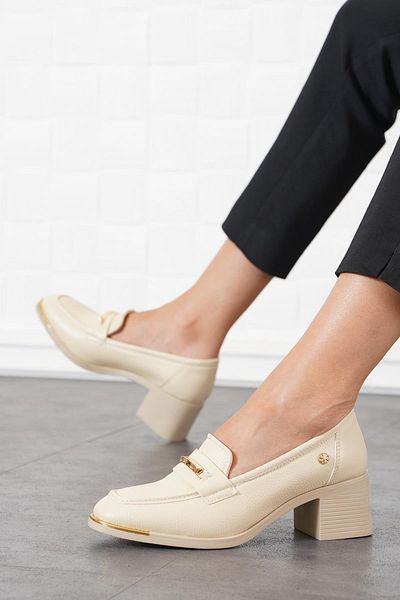 Moda Pie Beige Dolce Terena Belt Buckle Women's Classic Shoes