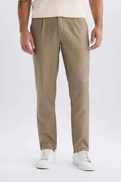 DeFacto New Season 100% Cotton Relax Fit Relaxed Cut Straight Leg Linen Look Summer Fabric Trousers