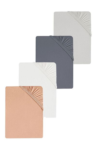 COTENCONCEPT 4 Pieces Oversized Plain Cotton Double 200 X 200 cm Elastic Combed Bed Sheet