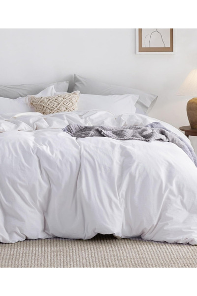 Sheri Home Tekstil Lastikli Çarşaflı Çift Kişilik Nevresim Takımı | Pudra Bej