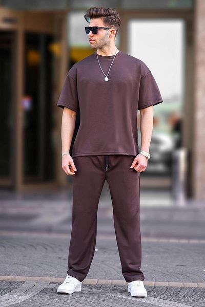 Madmext Barna Oversize rövid ujjú tréningruha szett 5954