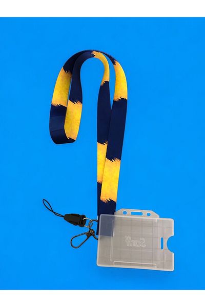 Staffy Yellow Navy Blue Neck Hanging Rope and Card Holder