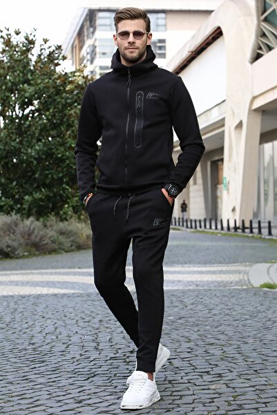 Madmext Set de trening pentru bărbați, cu imprimeu regulat, negru