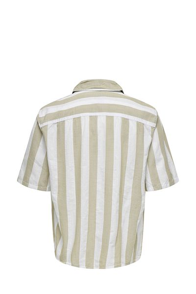 Only & Sons Onstes Rlx Ctn Slub Strip Brown Men's Shirt