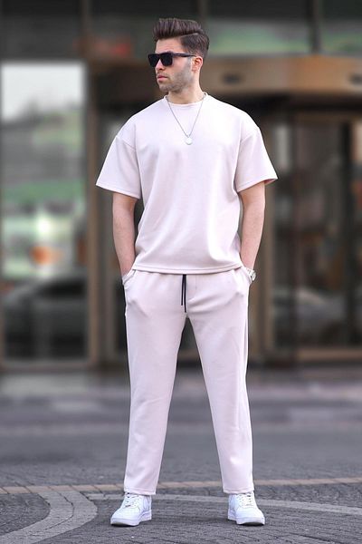 Madmext Ecru Oversize rövid ujjú tréningruha szett 5954