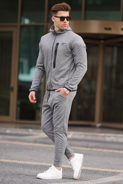 Madmext Σετ ανδρικής φόρμας Regular Fit Printed Anthracite