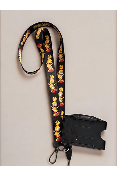 Staffy New Colorful Simpson Theme Collar Rope and Card Holder