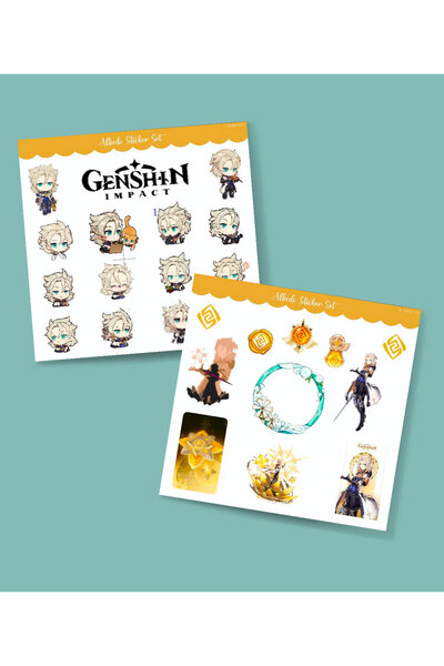 MiniThingsArt Genshin-Albedo 2 Li Sticker Set Parlak Kağıt-Monstat-Genshin im...