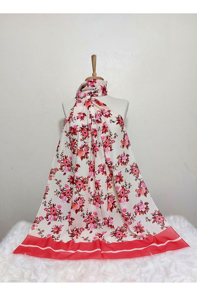 REMOMODA Patterned Chiffon Shawl Floral Model