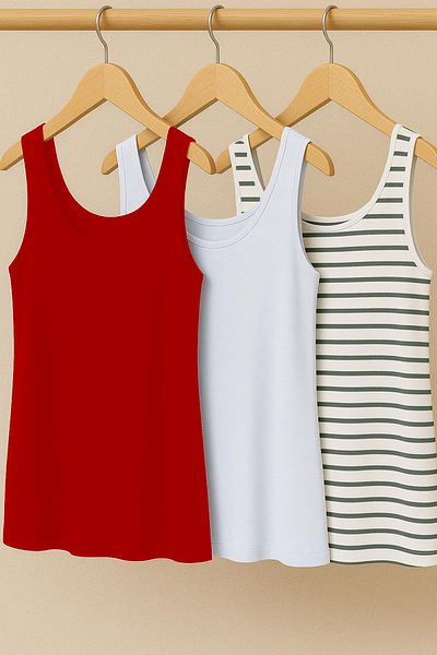 COTENCONCEPT Tricou pentru atlet cu bretele groase din bumbac, 3 bucăți