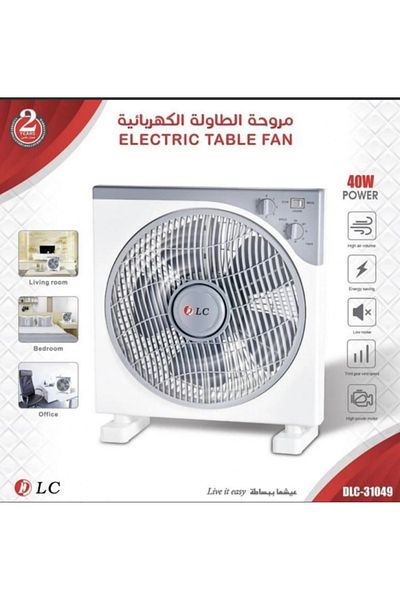 DLC DLC 40W 3-Speed Table Fan, White, DLC-31049