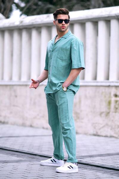 Madmext Men's Mint Green Shirt-Pants Set 5936