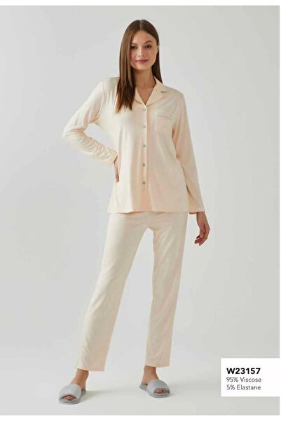 İpek Γυναικείο σετ πιτζάμες με μακρυμάνικο μπροστινό κουμπί