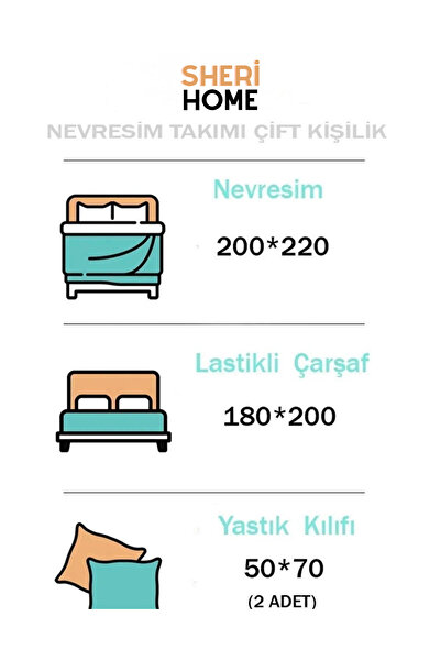 Sheri Home Tekstil Lastikli Çarşaflı Çift Kişilik Nevresim Takımı | Pudra Bej