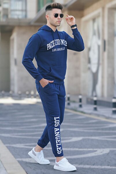 Madmext Ανδρική αθλητική φόρμα Navy Blue printed 5283