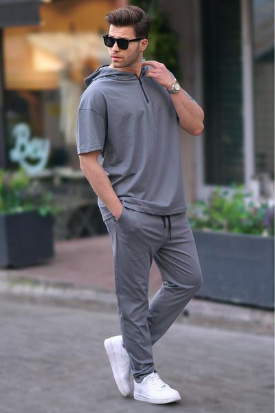 Madmext Smoked Men's Over Fit Hooded Tracksuit Set 5944