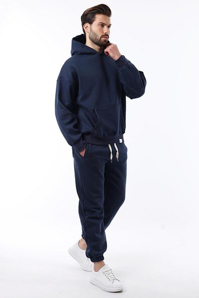 Madmext Σετ αθλητικής φόρμας Navy Blue Hooded Basic 5925