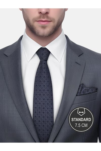 Milleniva Mosaic Pattern Gray Tie & Handkerchief
