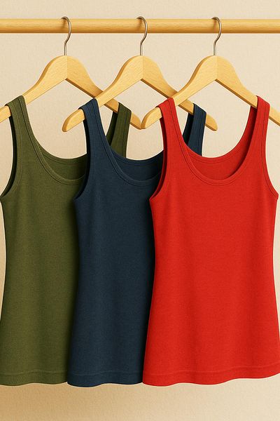 COTENCONCEPT 3 Pieces A-Line Cotton Thick Strap Athlete T-Shirt
