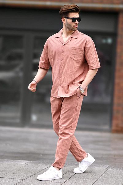 Madmext Men's Camel Shirt-Pants Set 5936