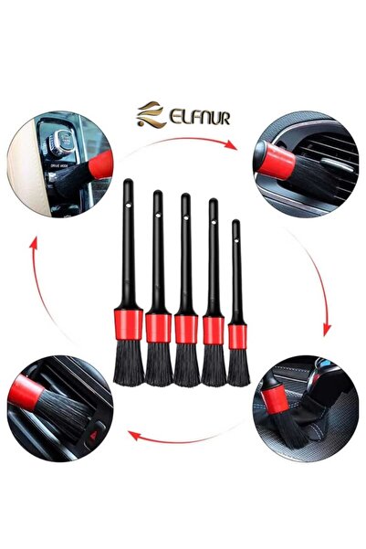 elfnur 5'li Kaliteli Farklı Boyutlarda Oto Detay Fırça Seti 5 Adet Oto Araba ...