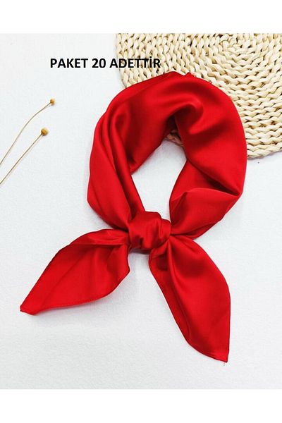 ÖrgüYastik Red Plain Satin Scarf -Bandana -(20Pcs) 23 April - 29 October - 19 May Ceremony