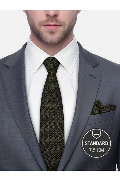 Milleniva Mosaic Pattern Green Tie & Handkerchief