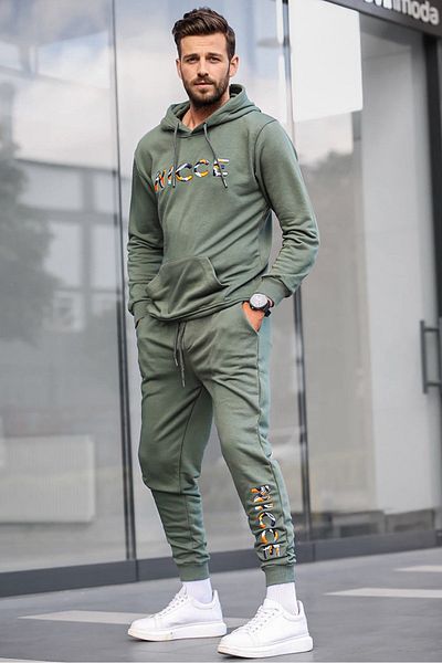 Madmext Ανδρική φόρμα στάμπας Khaki 5298