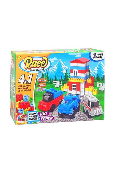 Asya ANT BLOCKS RACE CRAZY VEHICLES 4IN1 CITY SET 100 قطعة 3+