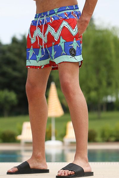 Madmext Red Printed Swim Shorts 2957
