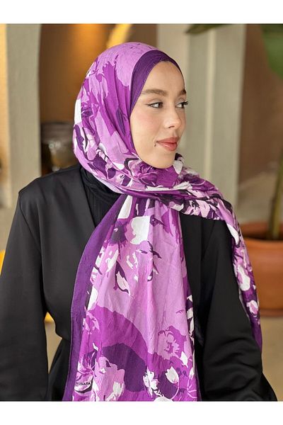 Modakaşmir شال من الخيزران بنمط مزيج الورد