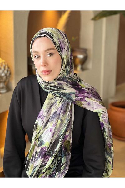 Modakaşmir Mural Pattern Bamboo Shawl