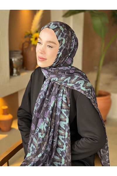 Modakaşmir Abstract Zigzag Pattern Bamboo Shawl