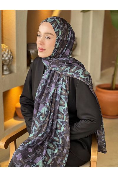 Modakaşmir Abstract Zigzag Pattern Bamboo Shawl