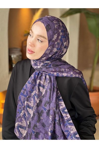 Modakaşmir Abstract Zigzag Pattern Bamboo Shawl