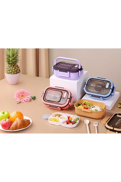 YAH Creation YAH Bento HL Lunch Box 2-Layer, 6-Compartment, Leak-Proof, BPA-Free, Microwave & Dishwasher Safe.