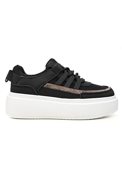 Tmall Pantofi sport de dama ,Piele ecologica cu insertii de material textil, 1286,Negru,